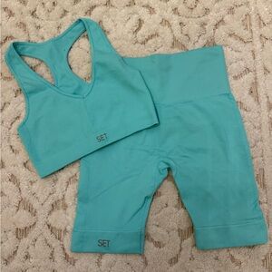 SET Active Teal Sports Bra and Shorts Set